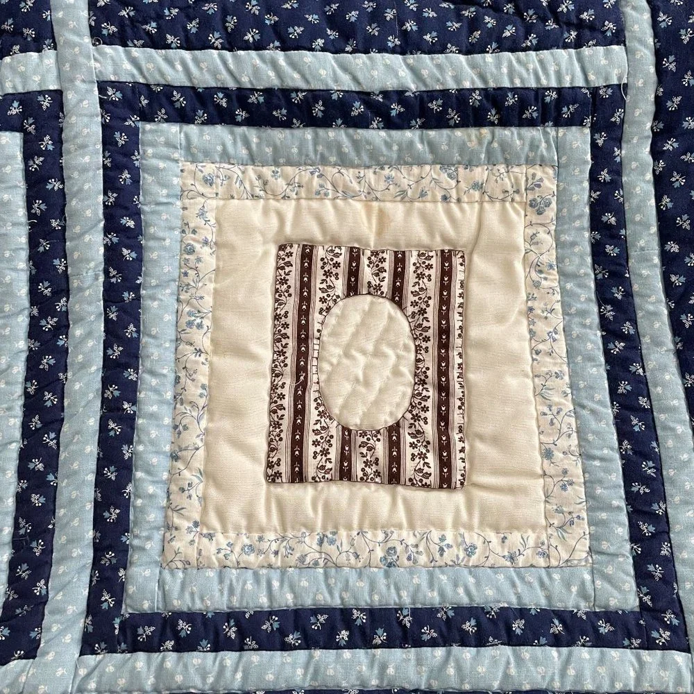 Vintage Handmade Patchwork Baby Children Blanket Crib Quilt Cat Balloon Rain